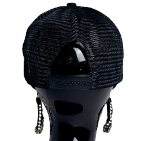 Classy Barbie Black Fitted Adj.Cap with Mesh Backing & Shiny Ltrg & Swk Crystals - Picture 6 of 6